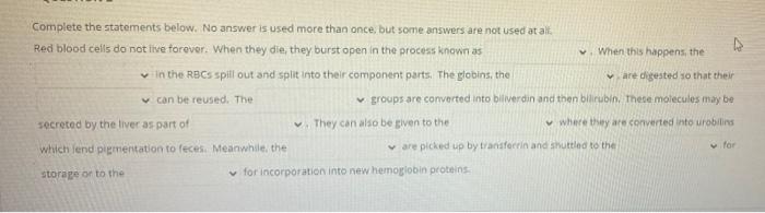 Solved Complete The Statements Below. No Answer Is Used More | Chegg.com