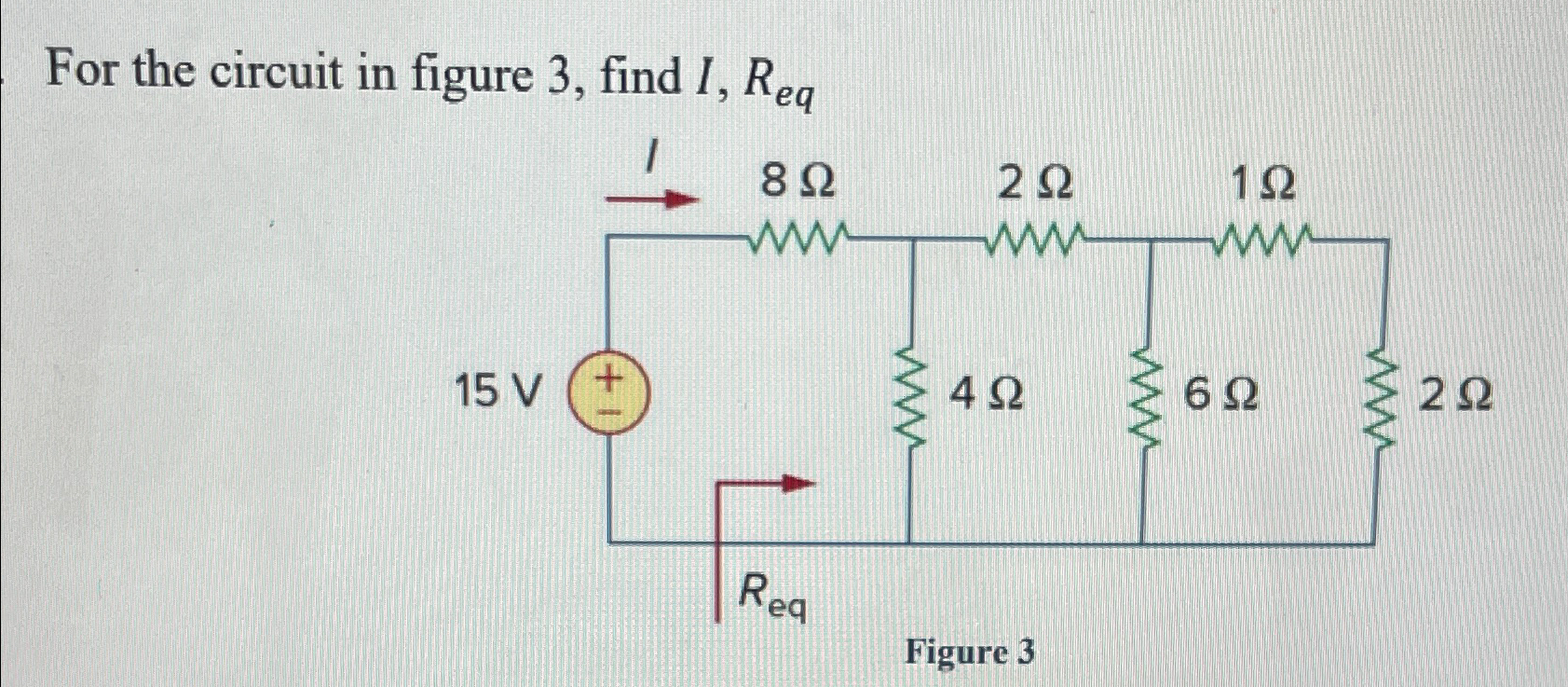 Solved For the circuit in figure 3 , ﻿find I,ReqFigure 3 ﻿is | Chegg.com