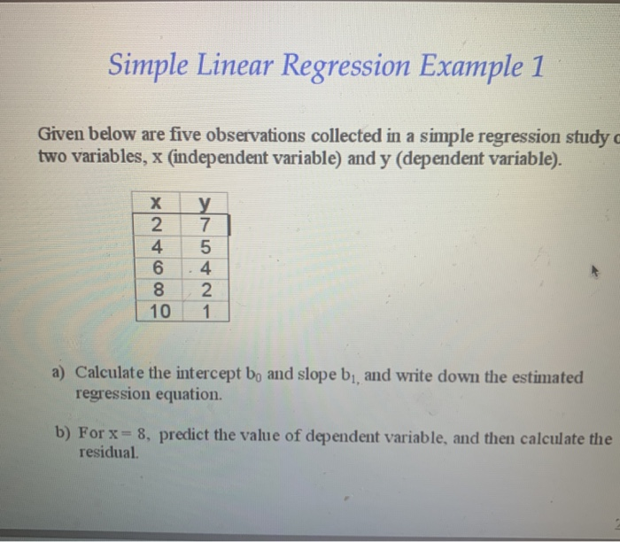 calculate the linear regression equation