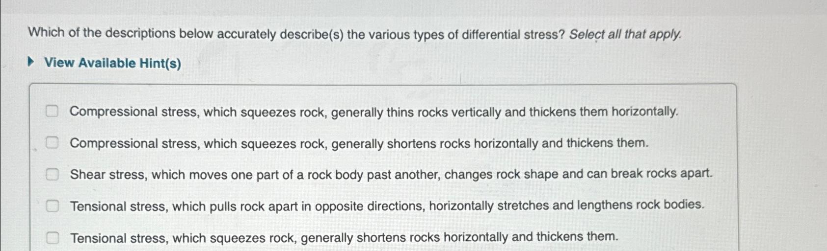 Solved Which of the descriptions below accurately | Chegg.com