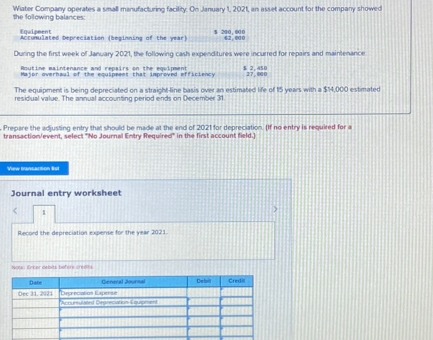 Please help! Wiater Company operates a small | Chegg.com