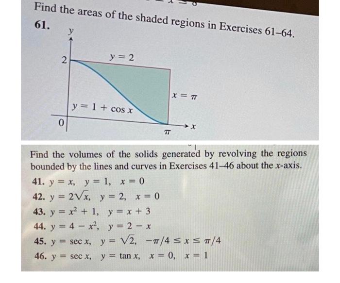 Solved Find the areas of the shaded regions in Exercises | Chegg.com