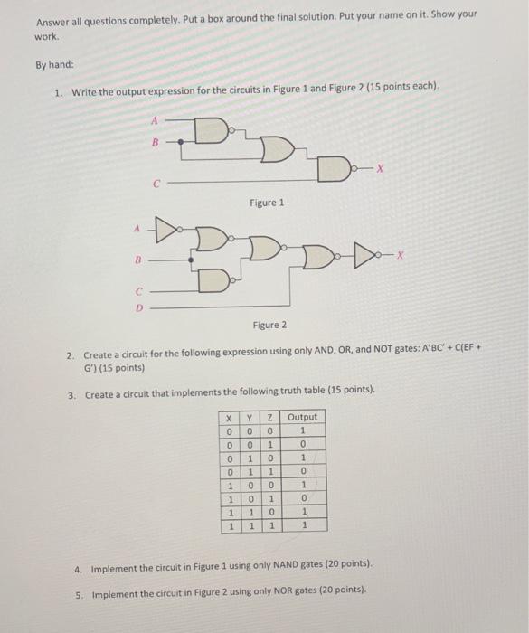 Solved Answer All Questions Completely. Put A Box Around The 