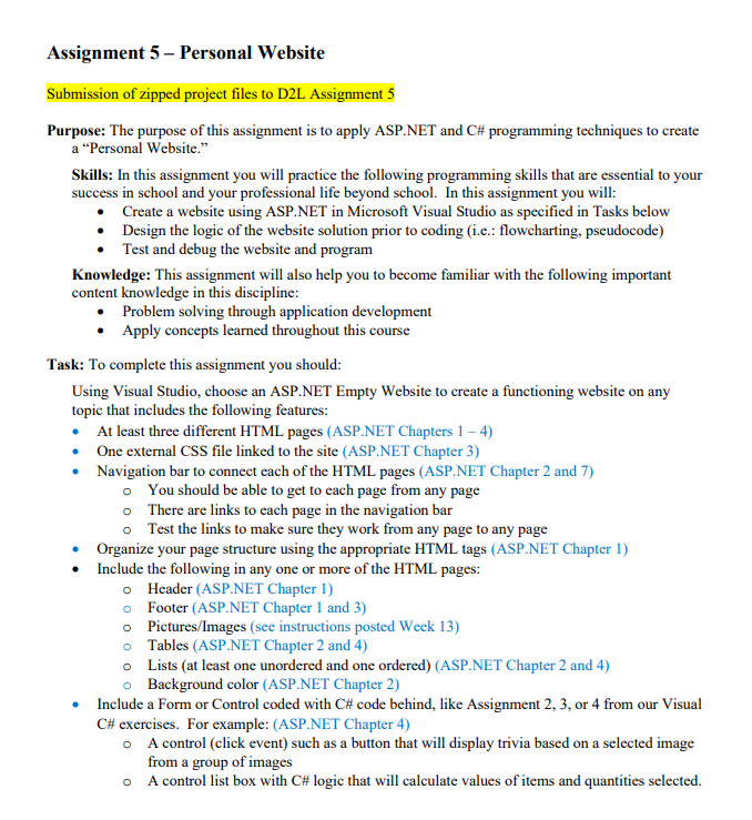Solved by an EXPERT Assignment 5 - ﻿Personal WebsiteSubmission of ...