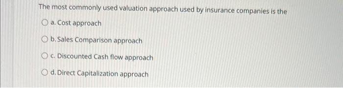 Solved The most commonly used valuation approach used by | Chegg.com