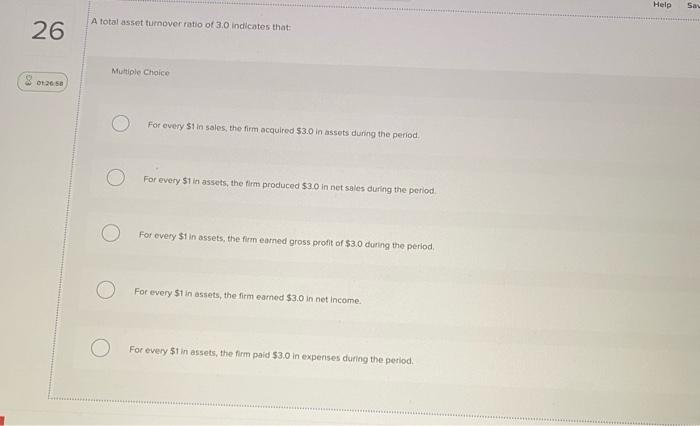 Solved Help Sau A Total Asset Turnover Ratio Of 3 0 Chegg