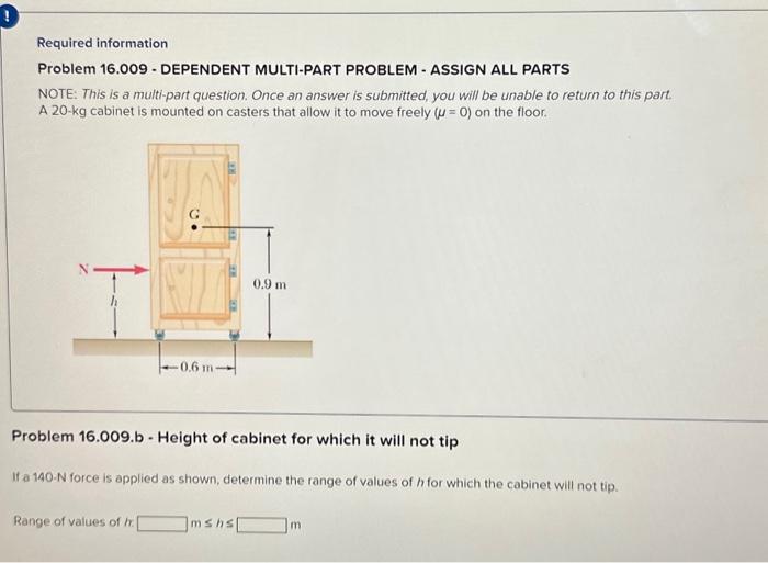 Solved Required Information Problem 16.009 - DEPENDENT | Chegg.com