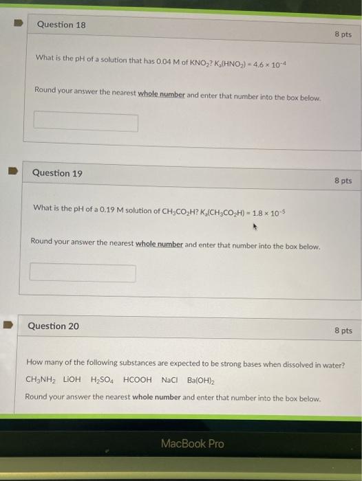 Solved Question 16 8 pts Consider the following chemical | Chegg.com