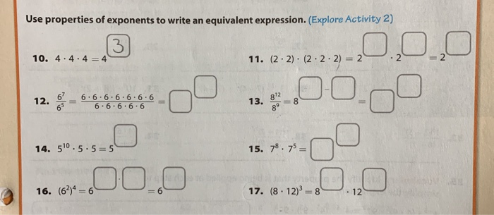 Solved Use properties of exponents to write an equivalent | Chegg.com