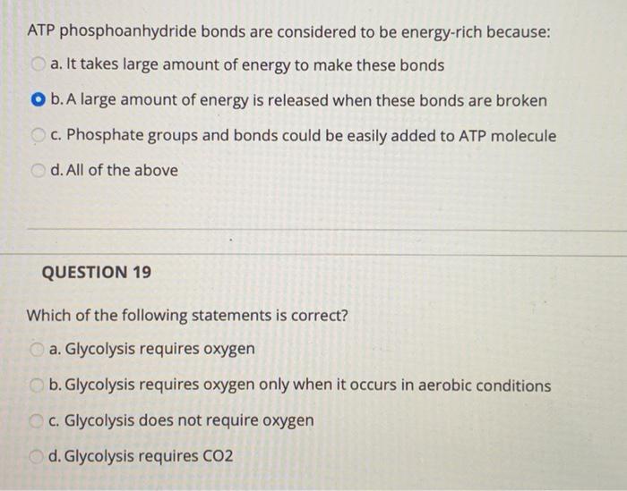 Solved ATP phosphoanhydride bonds are considered to be | Chegg.com