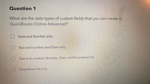 Solved Question 1What are the data types of custom fields | Chegg.com