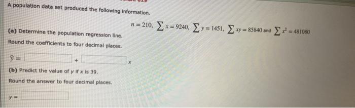 Solved A population data set produced the following | Chegg.com