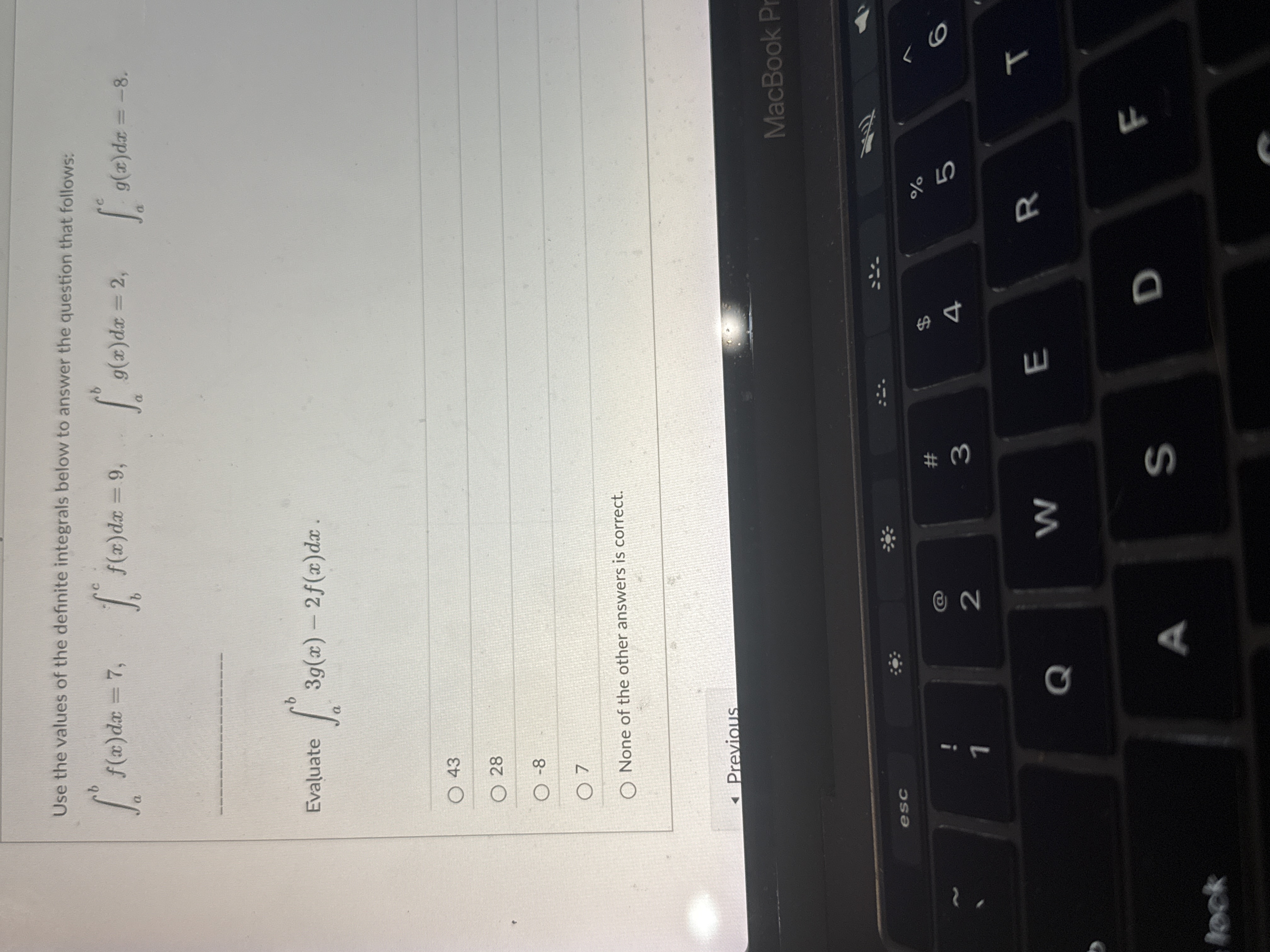 Solved Use the values of ﻿the definite integrals below to | Chegg.com