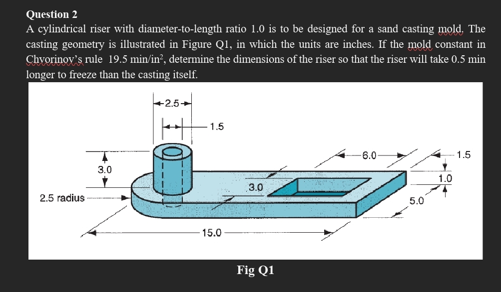 Ocs Riser Length Solved Question 2A cylindrical riser with diameter-to-length | Chegg.com
