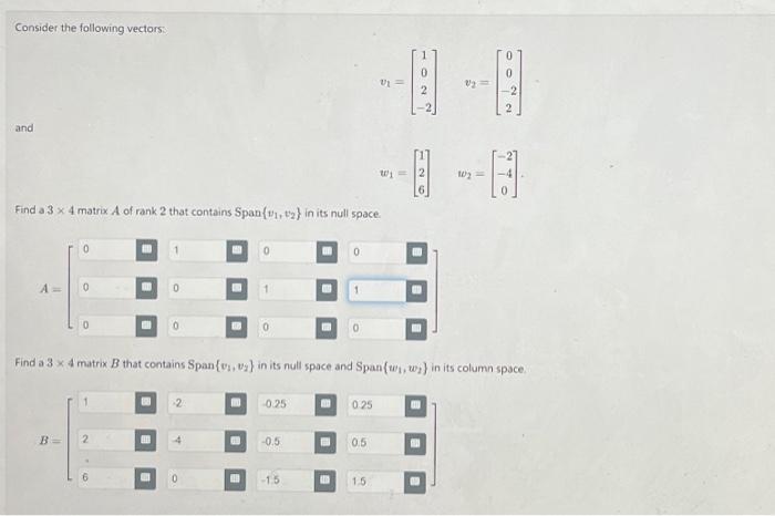 Solved Consider The Following Vectors: | Chegg.com