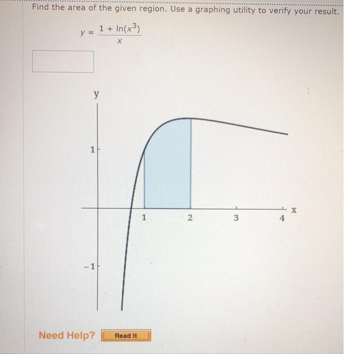 Solved Find the area of the given region. Use a graphing | Chegg.com