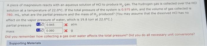 Solved A piece of magnesium reacts with an aqueous solution | Chegg.com