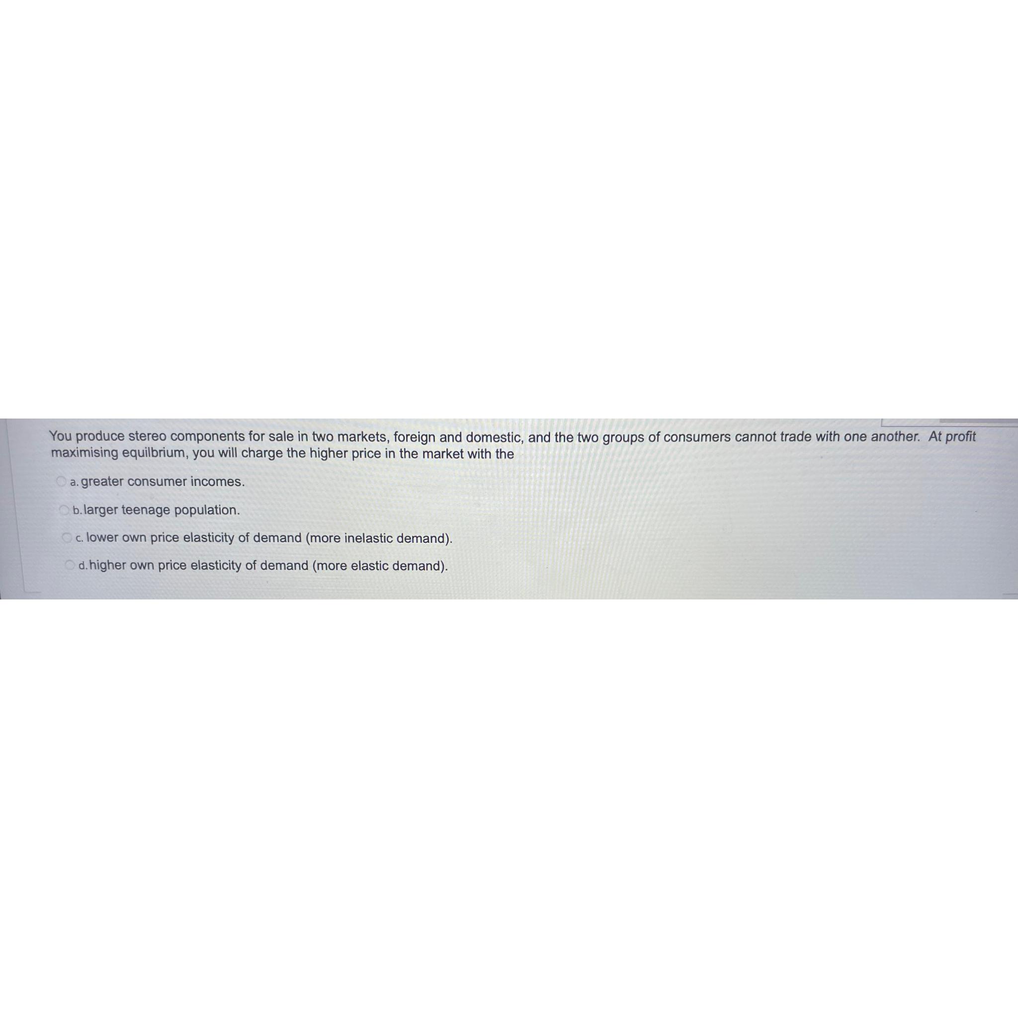 Solved You produce stereo components for sale in two