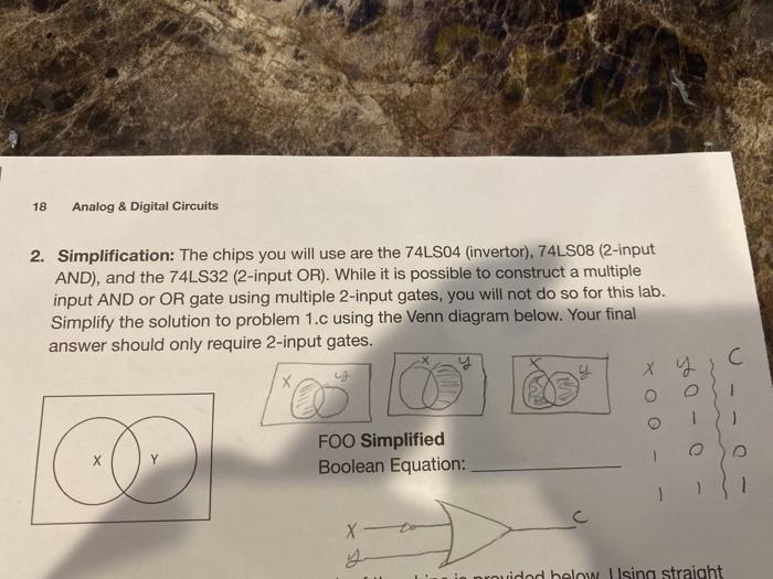Solved 18 Analog & Digital Circuits 2. Simplification: The | Chegg.com