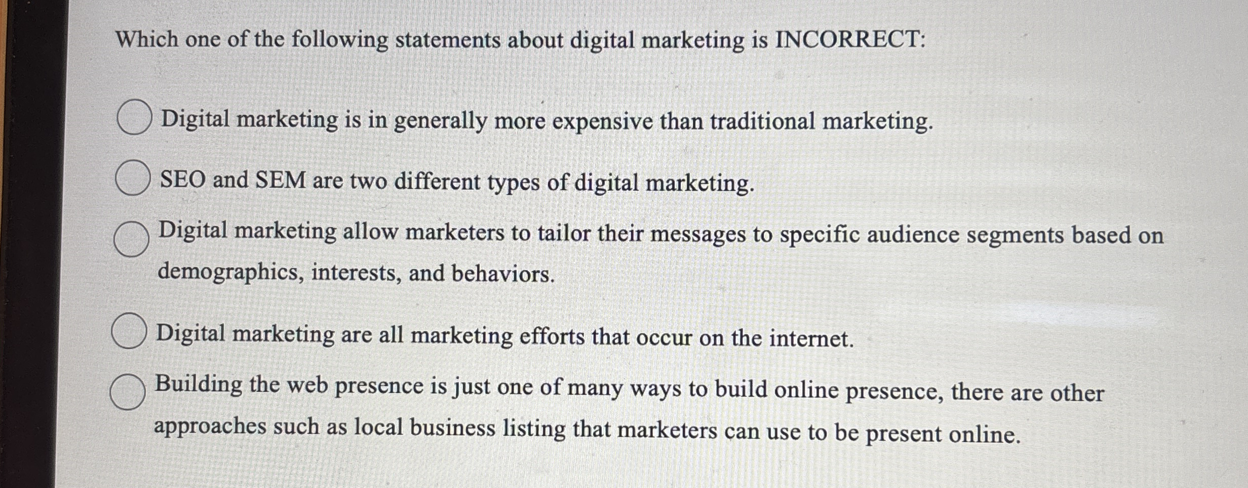 Solved Which one of the following statements about digital | Chegg.com