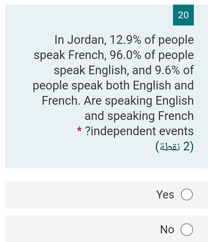 Solved In Jordan 12 9 Of People Speak French 96 0 Of Chegg Com