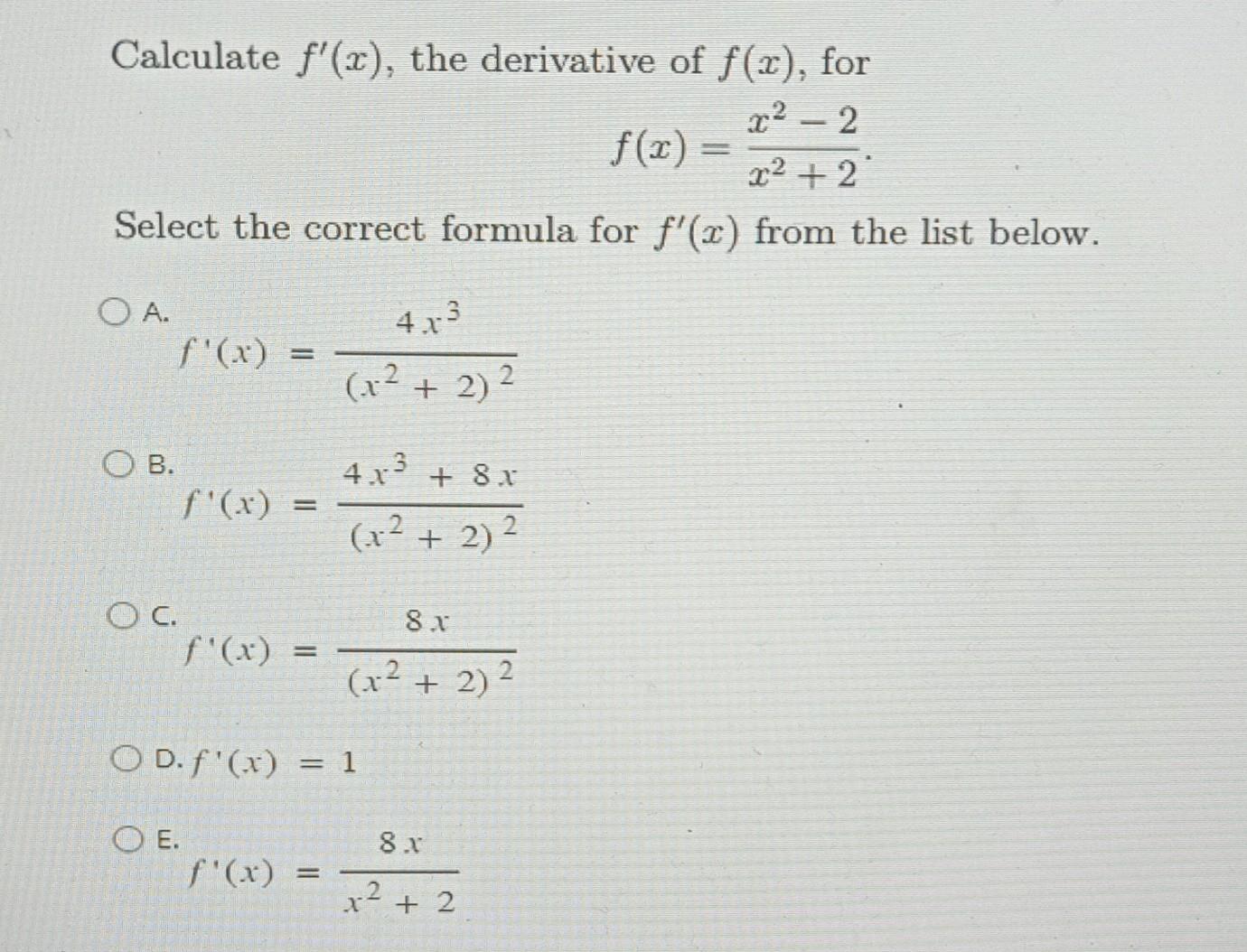 solved-calculate-f-x-the-derivative-of-f-x-for-x-2-x-chegg