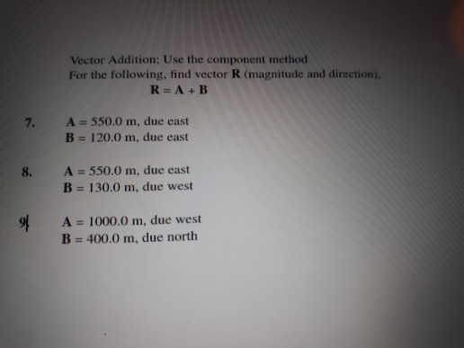 Solved Vector Addition: Use The Component Method For The | Chegg.com