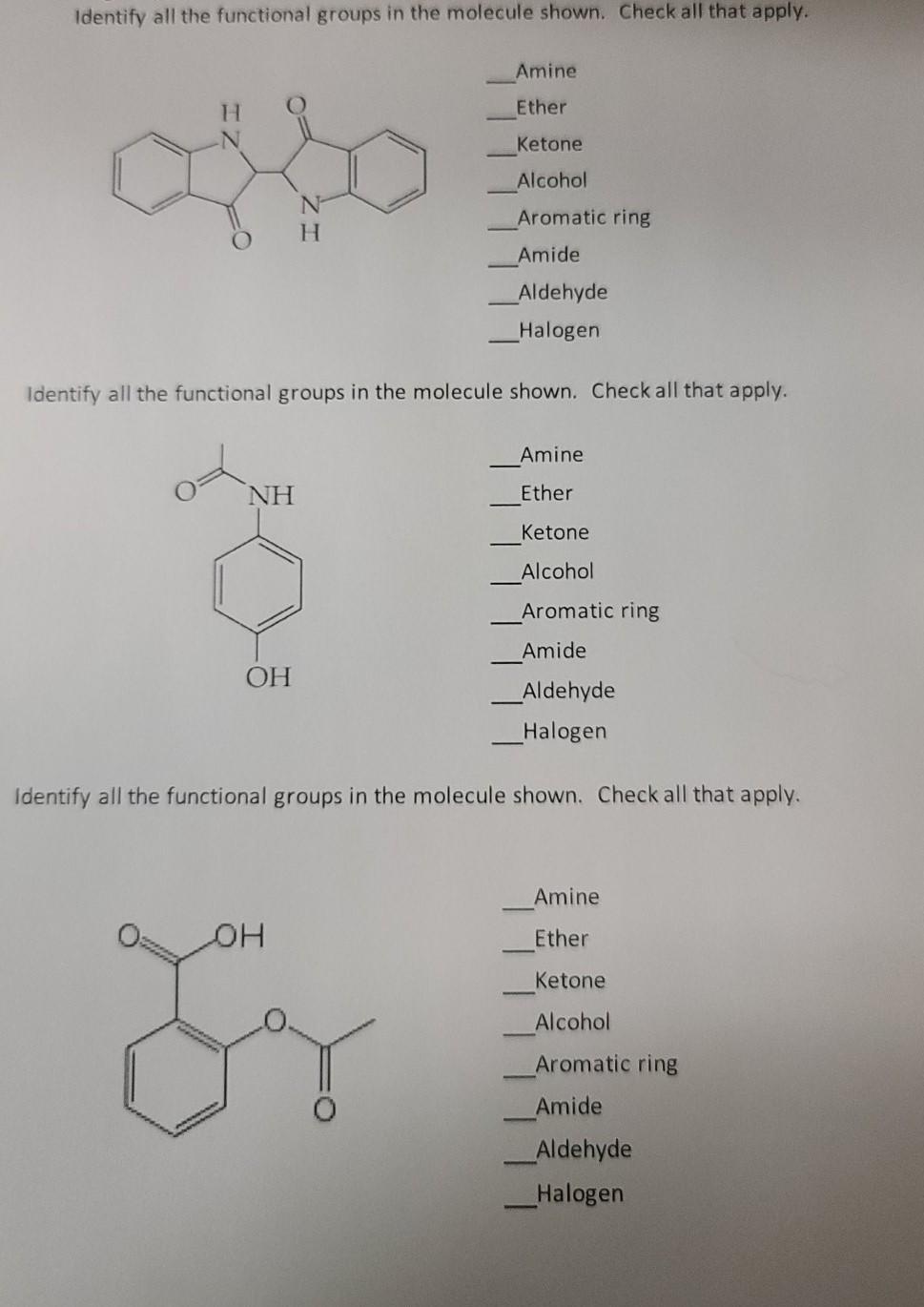 Solved Identify all the functional groups in the molecule | Chegg.com