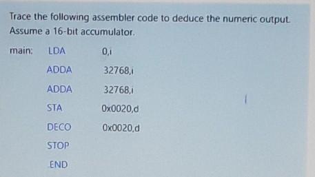 Solved Trace the following assembler code to deduce the | Chegg.com