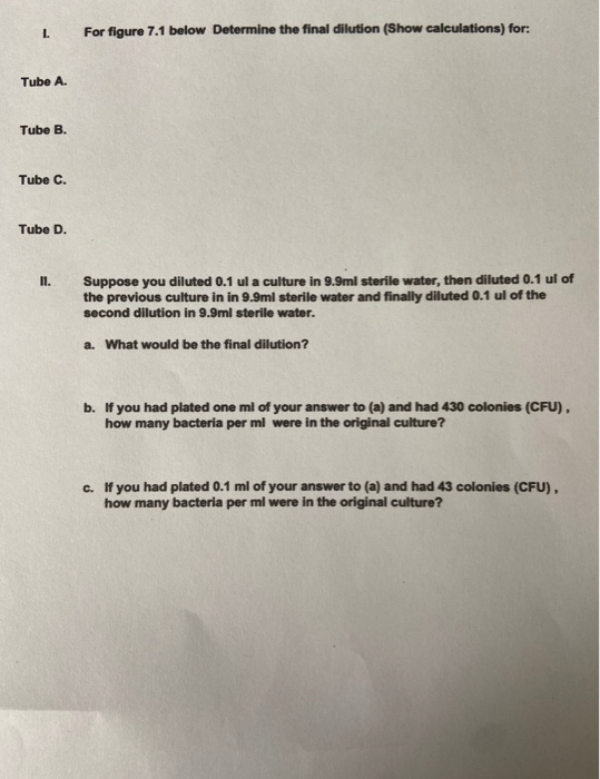 Solved L For figure 7.1 below Determine the final dilution | Chegg.com