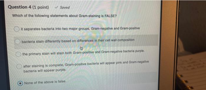Solved Question 4 (1 point) Saved Which of the following | Chegg.com