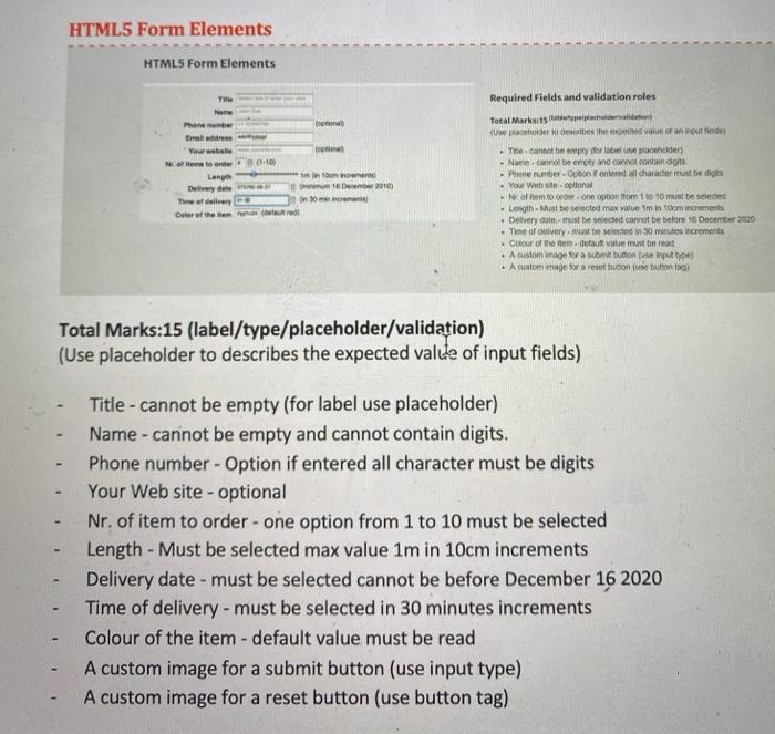 Solved HTML5 Form Elements HTML5 Form Elements The Required | Chegg.com