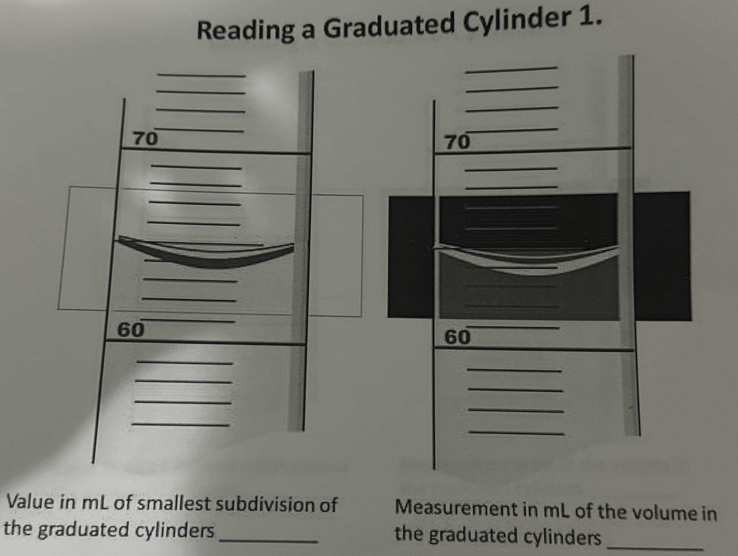 Solved Reading a Graduated Cylinder 1.Value in mL of | Chegg.com