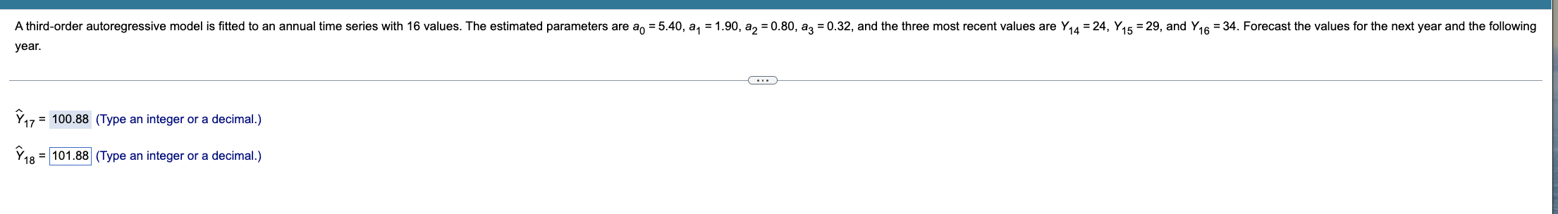Solved year.widehat(Y)17=100.88 (Type an integer or a | Chegg.com
