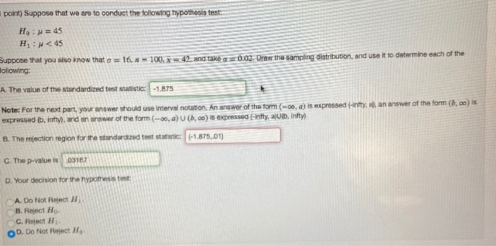 Solved point) Suppose that we are to conduct the following | Chegg.com