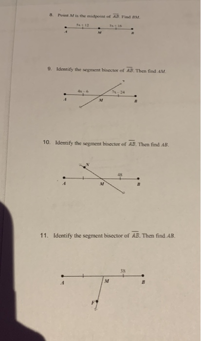 Solved 8. Point M Is The Midpoint Of AB. Find M. 12 9. | Chegg.com