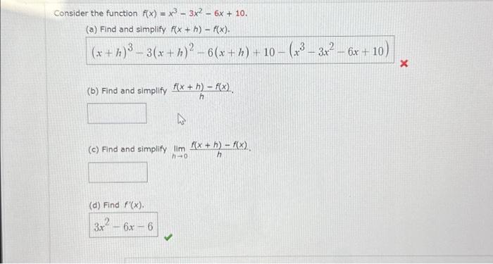 Solved Consider The Function F X X³ 3x² 6x 10 A