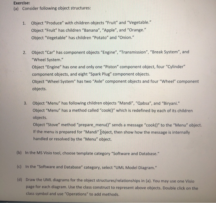 Exercise: (a) Consider Following Object Structures: | Chegg.com