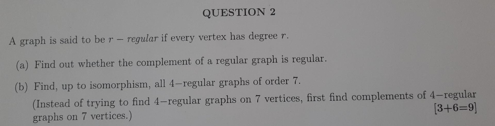 Solved QUESTION 2 A graph is said to be r- regular if every | Chegg.com