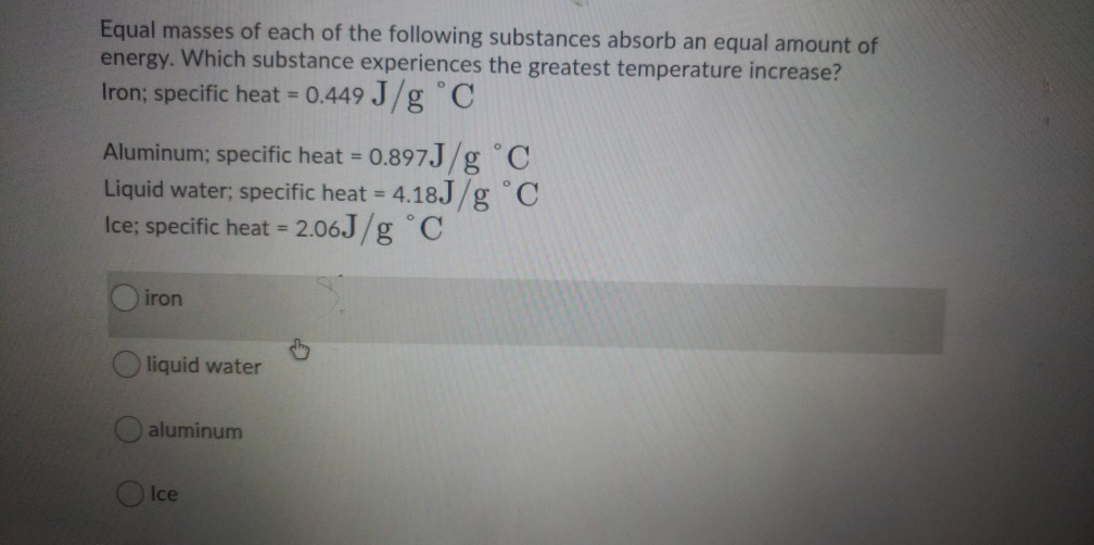 solved-equal-masses-of-each-of-the-following-substances-chegg