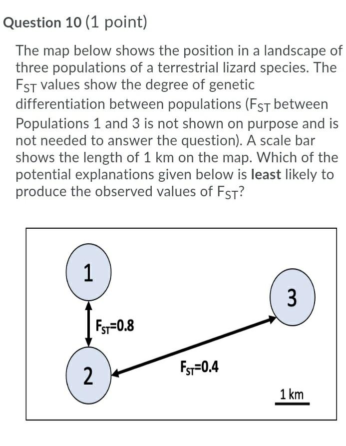 Solved Question 10 (1 point) The map below shows the | Chegg.com