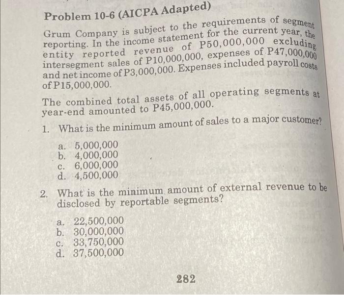 Solved Problem 10-6 (AICPA Adapted) Grum Company Is Subject | Chegg.com