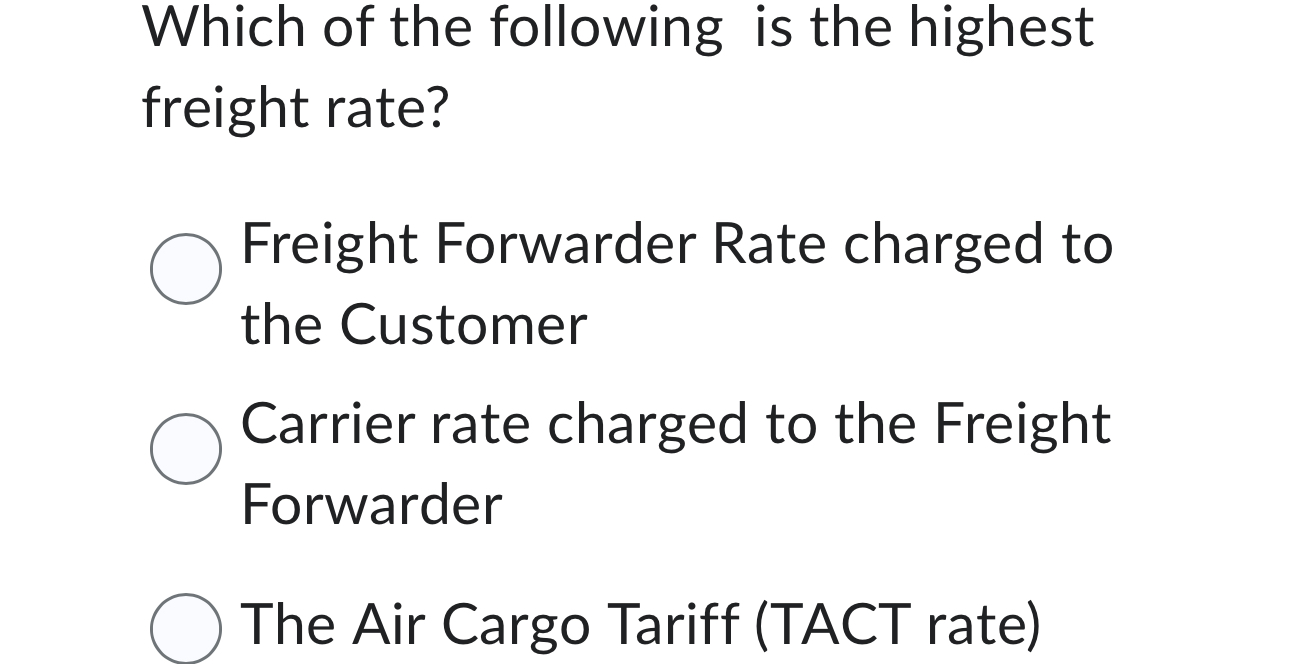 Solved Which of the following is the highest freight | Chegg.com