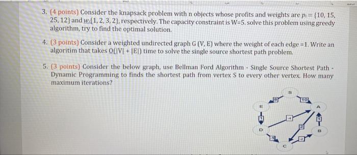 Solved 1. (5 points) Find a minimum spanning tree for the | Chegg.com