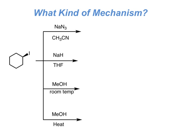 Solved What Kind of Mechanism? NaN3 CH3CN NaH THF MeOH room | Chegg.com