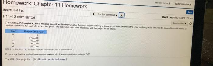 Solved Homework: Chapter 11 Homework 1701 AM Score: 0 of 1 | Chegg.com
