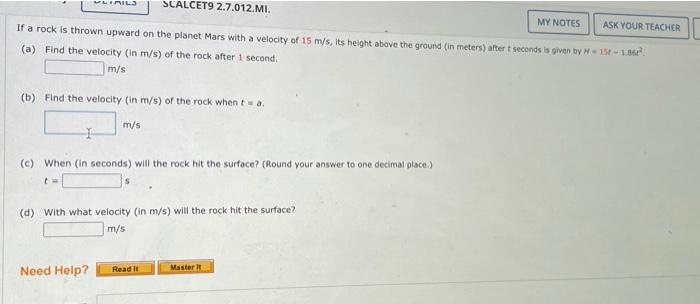 Solved SCALCET9 2.7.012.MI. MY NOTES ASK YOUR TEACHER If a | Chegg.com