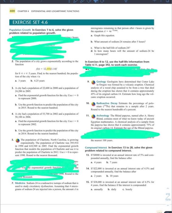 Solved 400 CHAPTER 4 EXPONENTIAL AND LOGARITHMIC FUNCTIONS | Chegg.com