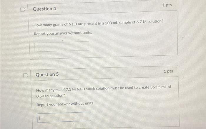 Solved How Many Grams Of NaCl Are Present In A 203 ML Sample Chegg Com