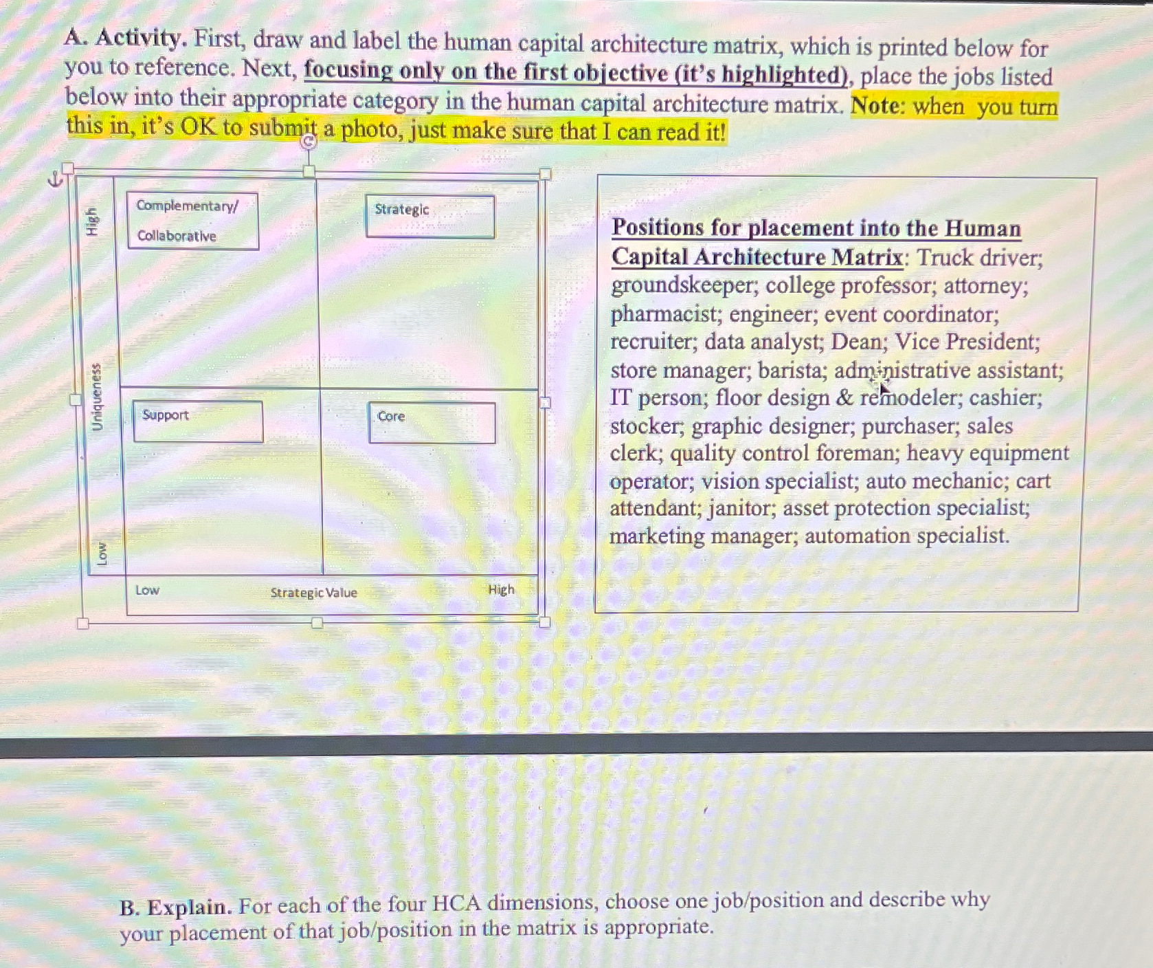 Solved A. ﻿Activity. First, draw and label the human capital | Chegg.com